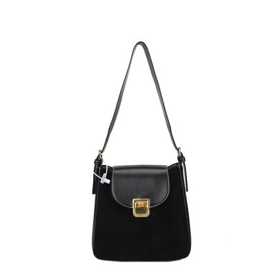 Korean Version Trendy Fashion Casual Commuter Women's Shoulder Bag European and American Retro Messenger Bag Color Matching PU Small Square Bag