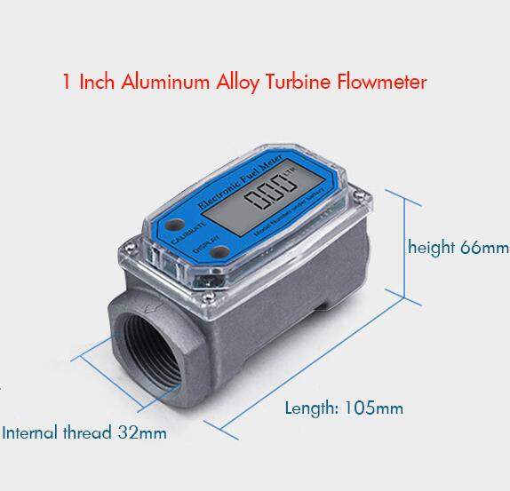 1 Inch / 1.5 Inch Turbine Water Flowmeter with Digital LCD Display, Diesel Gasoline Water Flow Meter Thread Fuel Transfer Meter