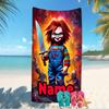 Customizable personalized beach towels Chucky themed designs.Suitable for the beach, yoga, sports;ideal as beach accessories