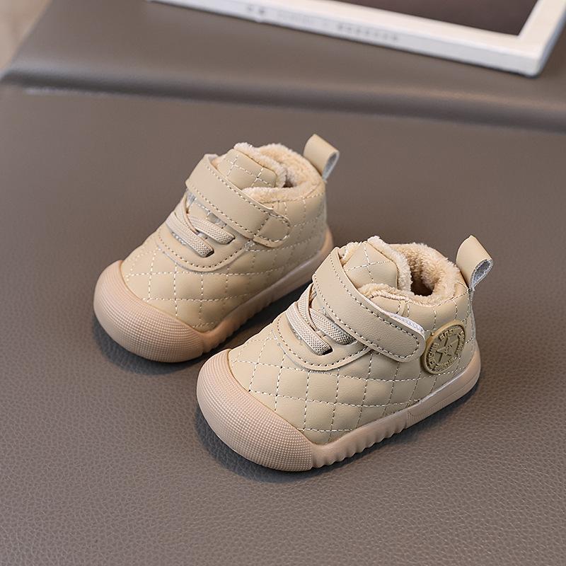 Children's Fleece-lined Soft-soled Anti-slip Baby Walking Shoes, Cotton Boots for Both Boys and Girls
