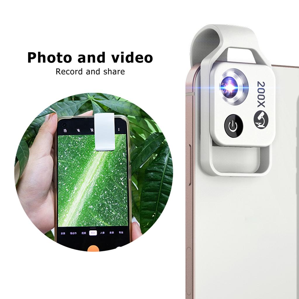 200X Phone   ket Microscope Clip Design Phone Microscope with LED Light CPL for Jadestone Metal
