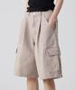 UNKNOWN PLANET Bermuda Wide One-Pleat Washed Cargo Shorts Vintage Beige