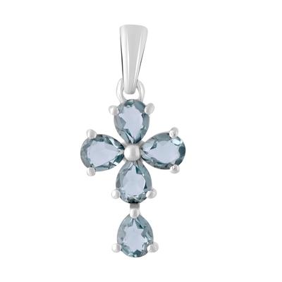 Silver Cross with Topaz London Blue 1.371ct (2106982)