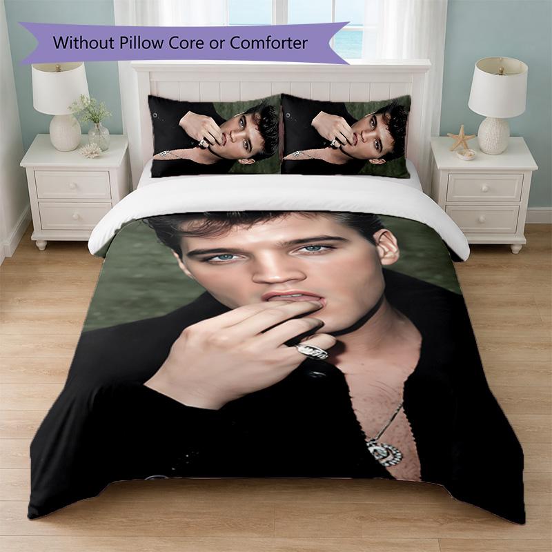 Elvis Presley Print 3Pcs Duvet Cover Set 1 Duvet Cover and 2 Pillowcases Soft Bed Linen For Household Bedroom