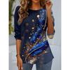 Round Neck 3D Flower Geometry Pattern Printed Top Fashionable Casual Long Sleeved Women's T-shirts