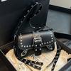 Europe and America Motocycle Bag For Women Designer Handbag And Purse Punk Style Rivet Shoulder Bag Tassel Tassel Underarm Purse