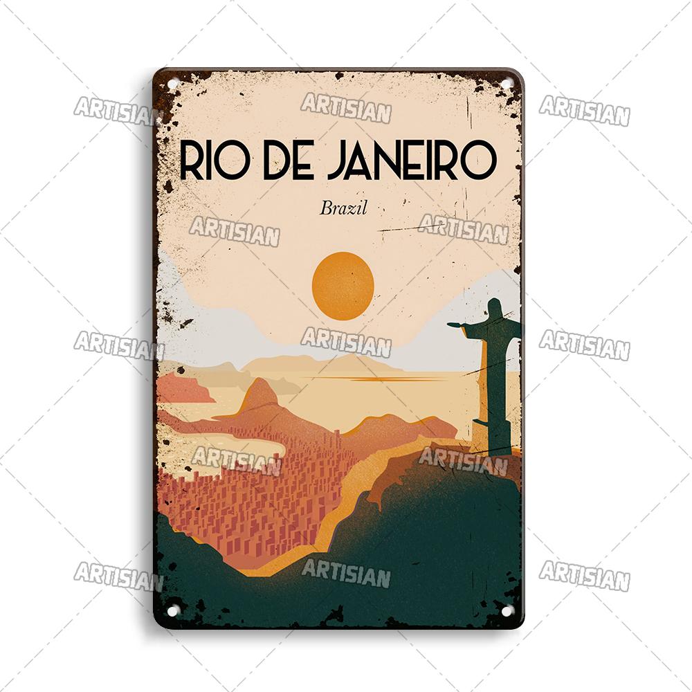 Nostalgic Brazil Metal Poster Vintage Travel Metal Tin Sign Decorative Plate Home Bar Studio Wall Decor Metal Plaque
