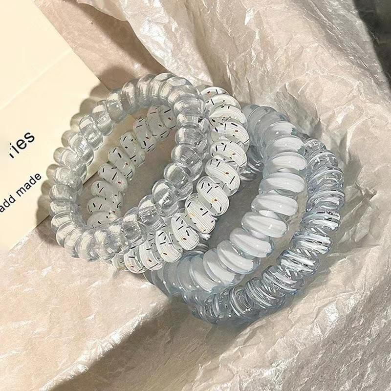 Set Spiral Hair Ties Purple Blue Color Telephone Cord Scrunchies Elastic Hair Band Sweet Cute Women Hair Accessories