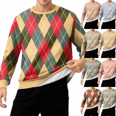 Herren Rundhals Fleecegefüttert Dick Einfarbig Sweatshirt