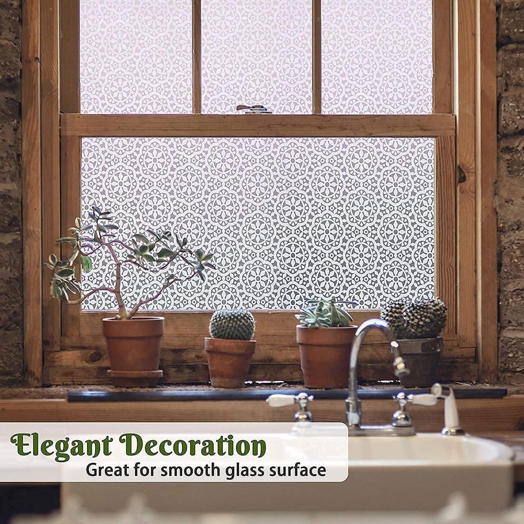 Matte Frosted Decorative Window Film Privacy UV Protection Stained Glass Vinyl for Home Static Cling Self Adhesive Film