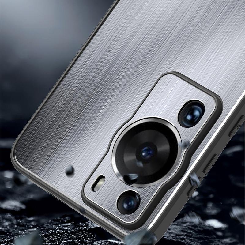 For Huawei P60 Pro Aluminium Alloy+TPU Protective Cover Brushed Scratch Resistant Phone Case