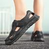 Men's shoes 2025 summer new men's hollow breathable deodorant feet leather Velcro outdoor casual bag head sandals