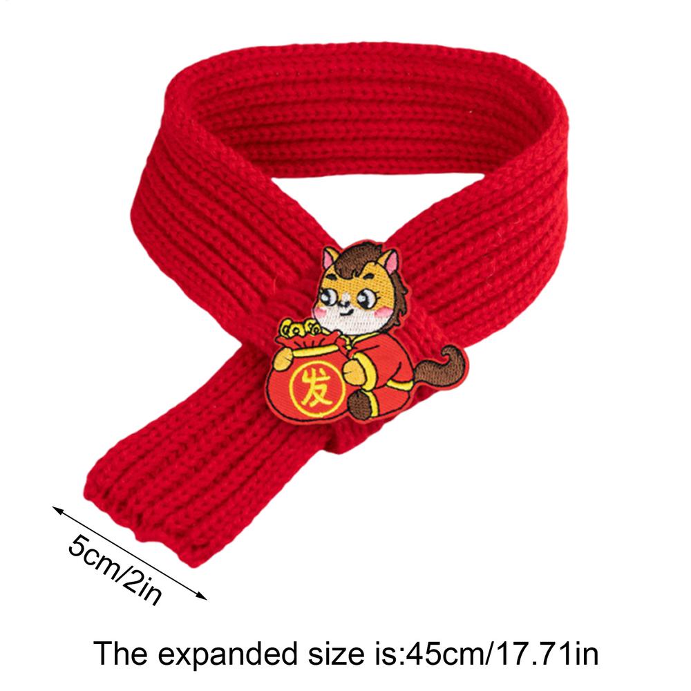 

2026 Year Of The Horse Scarf for Cat New Year Cat Scarf Winter Warm Pet Neck Accessories Red Chinese Warm Knitted Photo Props