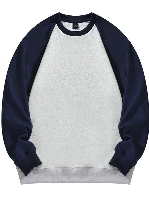 2023 Autumn Unisex Patchwork Long-Sleeved Solid Color Loose Round Neck Hoodie