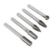 5PCS Single Cut Rotary Burr File Set Tungsten Carbide 6mm 1 4in Shank for Polishing Grinding Woodworking CarvingACDFG