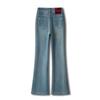 Women's Light Blue Micro-Flare High-Waisted Slim Jeans, Autumn/Winter 2025, Petite & Plus Velvet Bell-Bottoms