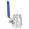 Akozon 2" DN50 Female Thread Ball Valve, Full Port, 304 Stainless Steel Two-Piece, 1000 WOG Heavy Duty, Blue Vinyl Insulated Handle