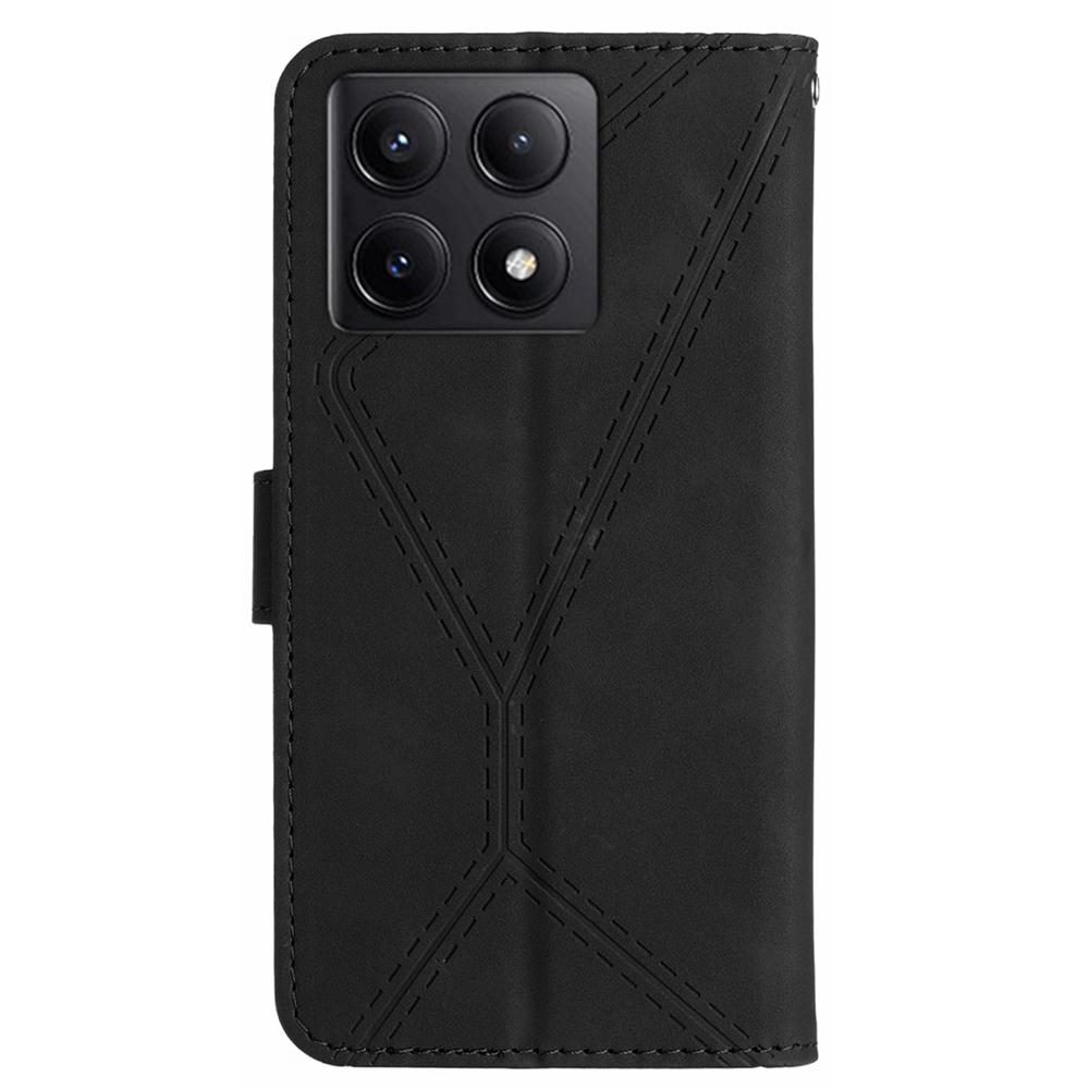 HT05 For Xiaomi 14T Case Skin-Touch Lines PU Leather Flip Phone Cover
