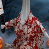 Fun Scary Halloween Design Porch Goose Outfit, Blood Clothes with Hat & Horror Style Costume Knife Knife, for Haunted House Party Favors Festive