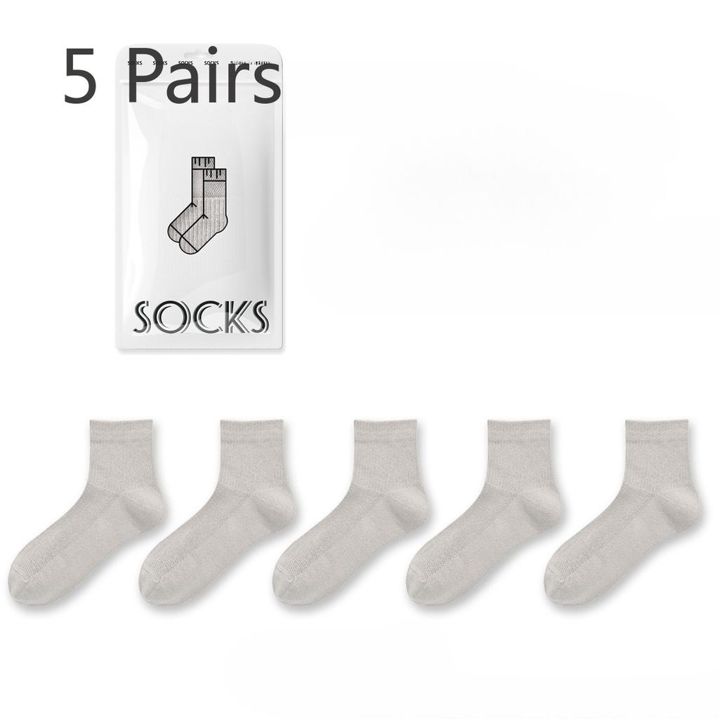 5 Pairs of Men's Summer Thin Cotton 7A Antiseptic Deodorant Mesh Wicking Sports Socks