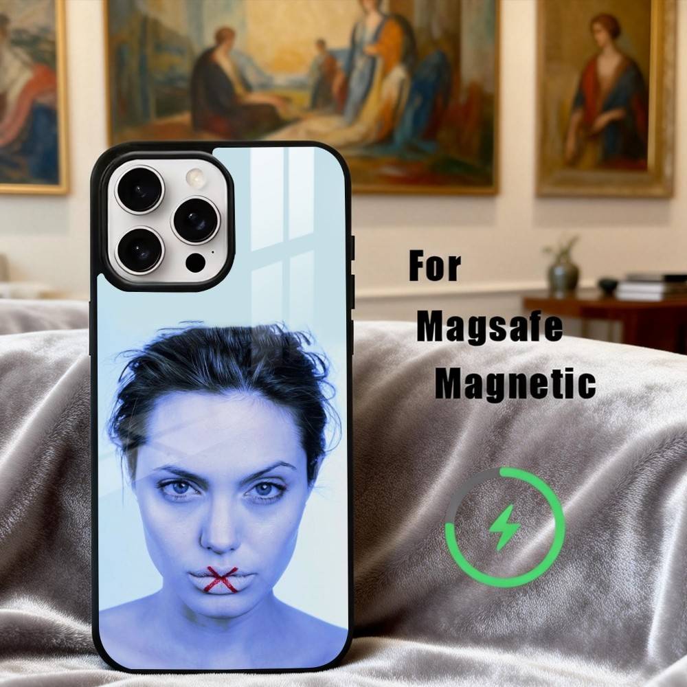 Bold A-Angelina J-Jolie Actress Phone Case For iPhone 17,16,15,14,13,12,Plus,Pro,Max for Magsafe Magnetic Wireless Charging