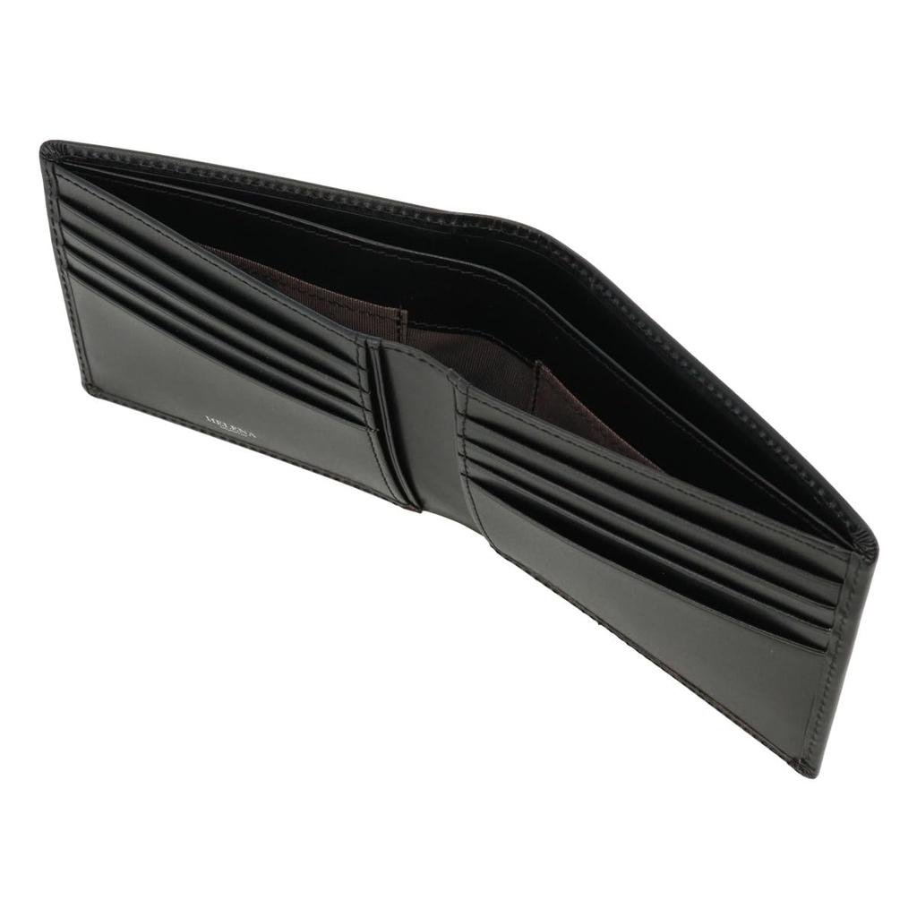 Helena 0854 Sincero Cowhide Leather Bifold Wallet Black X Black Men's Wallet/Mini [01]