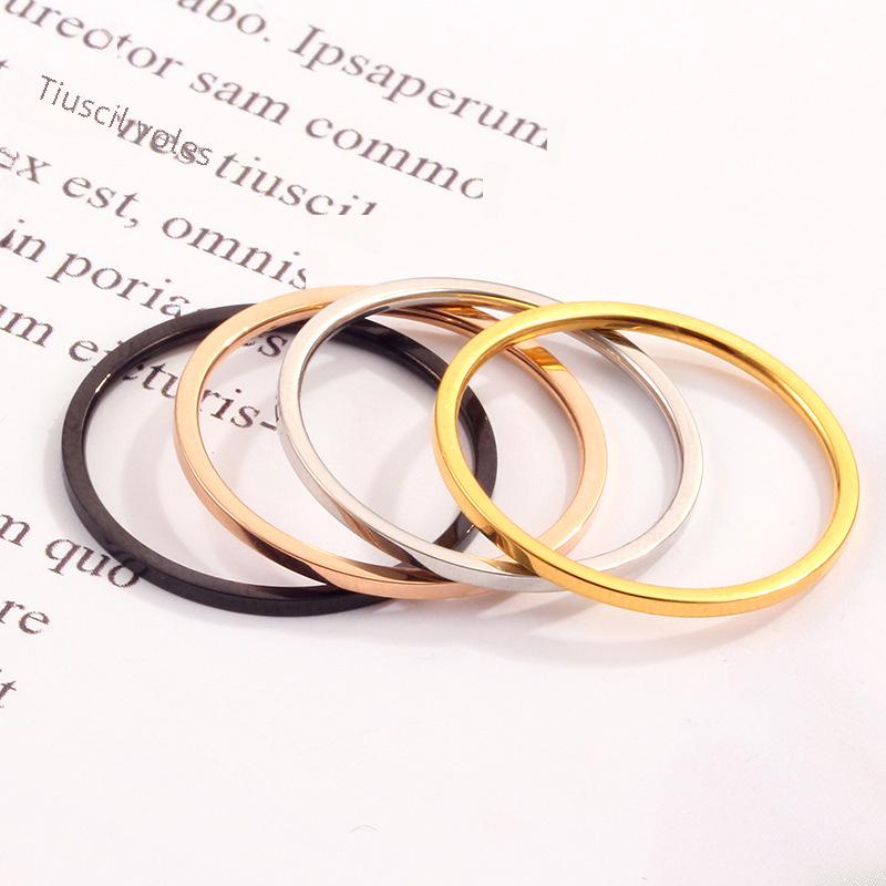 Ultra-Fine Smooth Titanium Steel Women's Tail Ring - Simple Stainless Steel Jewelry for Couples