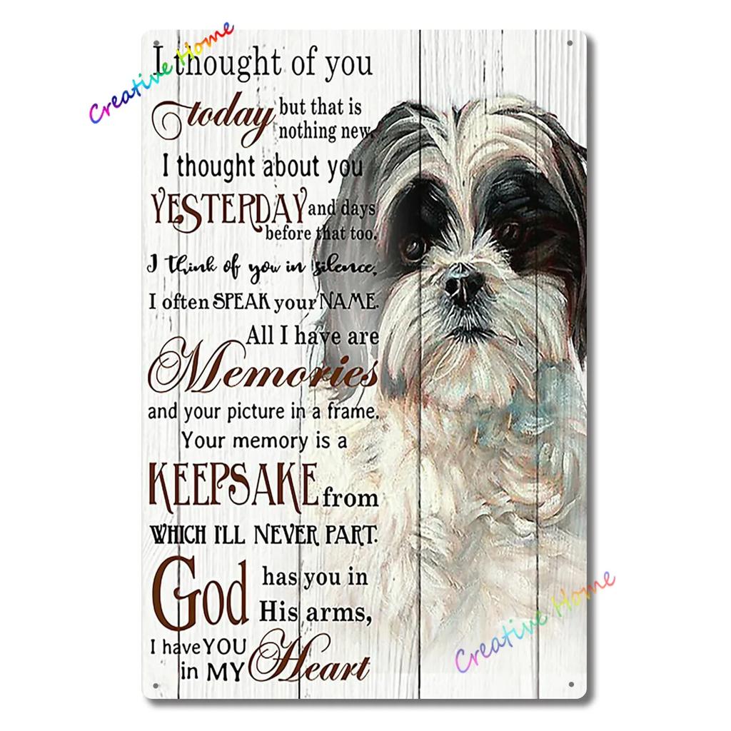Dog Metal Tin Sign Shih Tzu Co. Bath Soap Wash Your Paws Printed Poster Bathroom Toilet Living Room Home Art Wall Decor 8X12inch