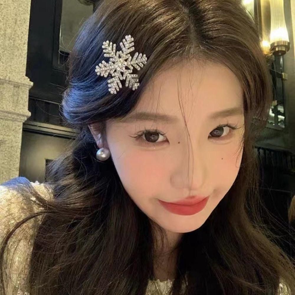 Strass-Schneeflocken-Haarnadel Silberne Weihnachts-Haarspange Vintage Mädchen