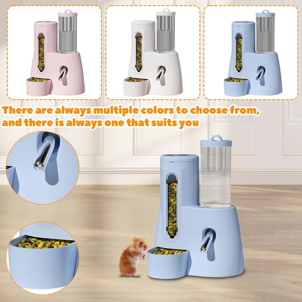 Automatic Drinking Water Feeder Hamster Golden Bear Kettle Food Bowl Two In One