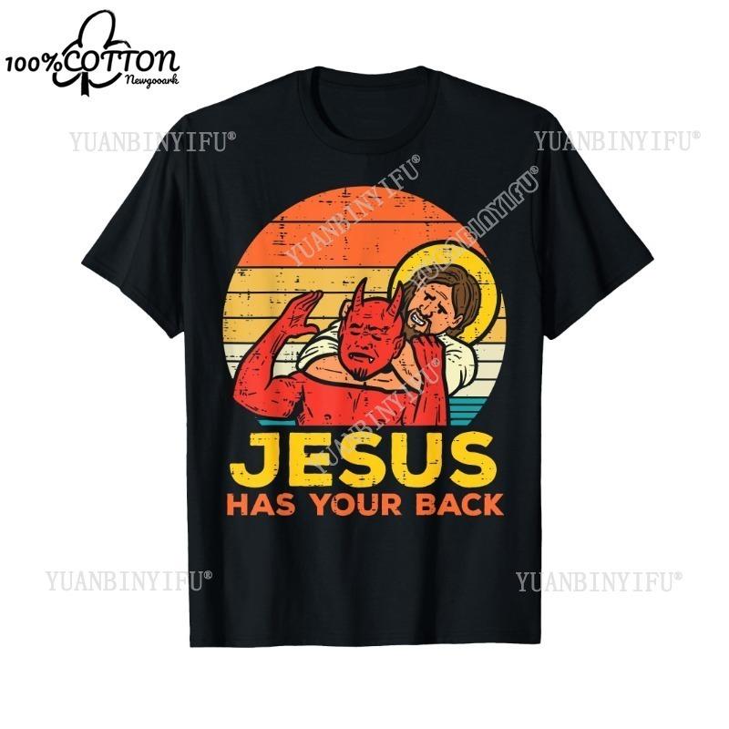 Jezus Cię wspiera Vintage top Harajuku Casual Unisex T-shirty Bawełna Streetwear Krótki rękaw Okrągły dekolt Moda uliczna