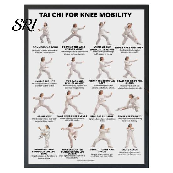 Tai Chi Chair Exercise Poster Workout Unframed Routine Clear Visual Instructions Low Impact Guide Seated Chart for Seniors Beginners Gentle