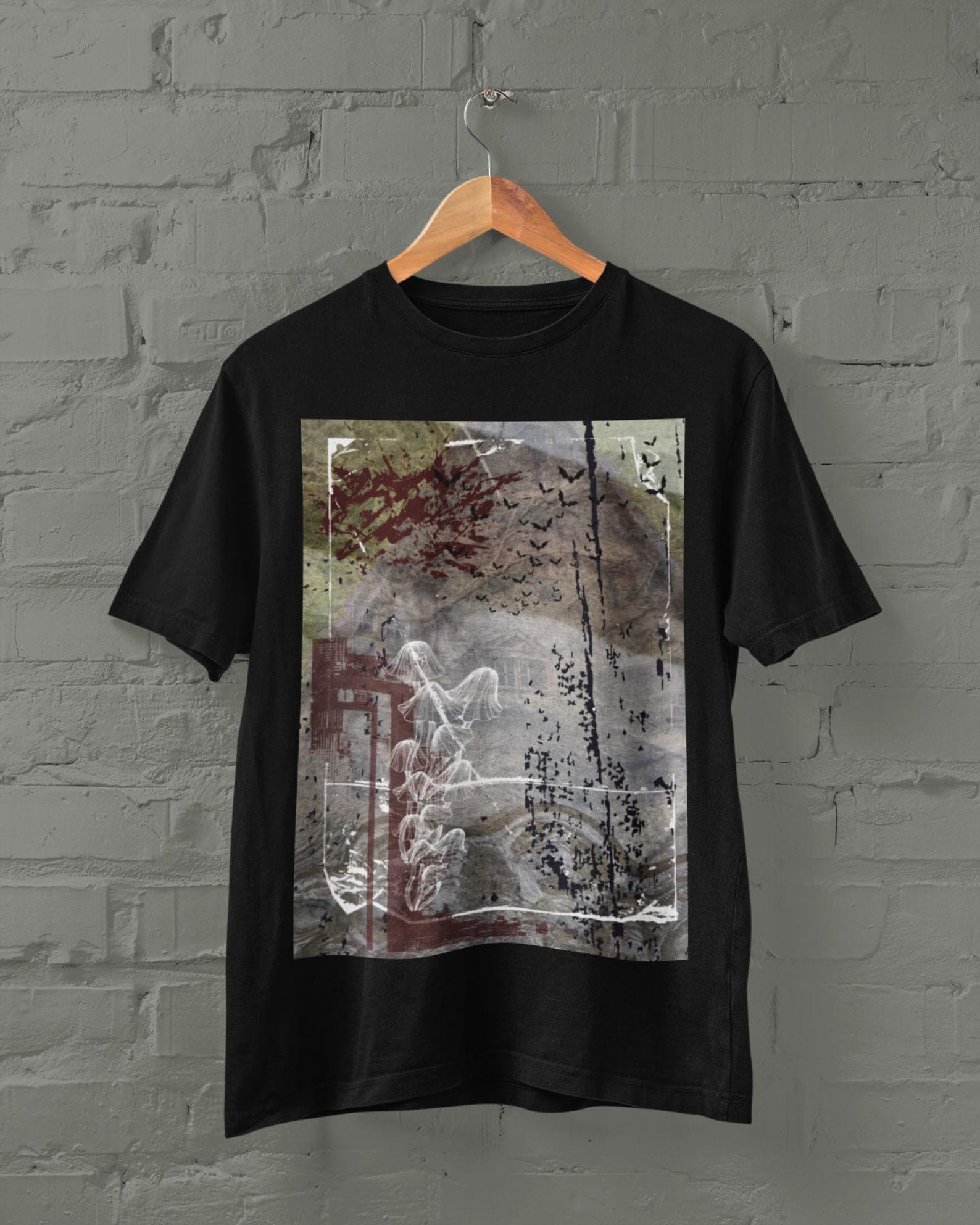 Art Grunge T-Shirt,Alternative Mushroom Art Shirt,90s Grunge Style Tee,Art Graphic Tee,Vintage Vibes Shirt,Distressed Aesthetic T-Shirt 4XL
