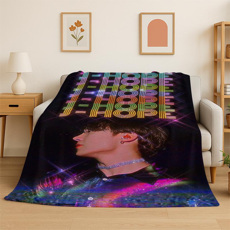 Kpop B-BTS Jung Hoseok J Hope Flannel Blanket Soft Warm Throw Blanket for Bedroom Living Room Bed Travel Camping Picnic Gift