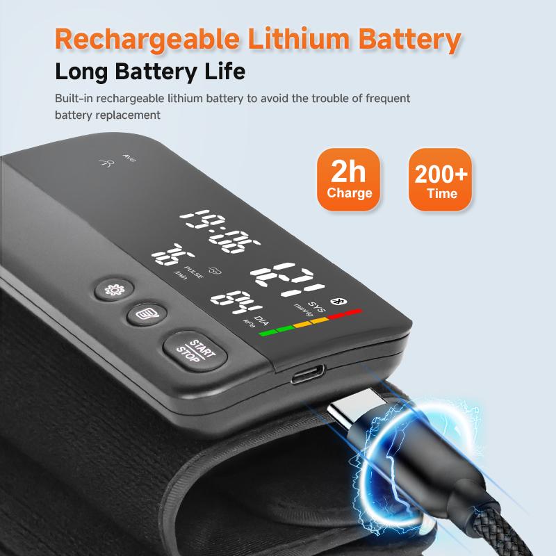 yongrow Oberarm-Blutdruckmessgerät Automatisches BP-Tonometer für den Heimgebrauch mit großem Display und tragbarer Manschette (22-42cm)