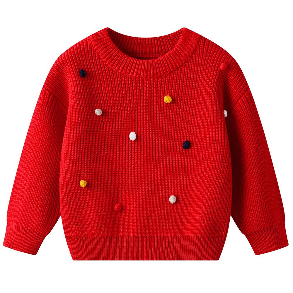 Autumn and Winter Children's Sweater DIYs Handmade Ball Baby Wool Top Girl Bottoming Sweater