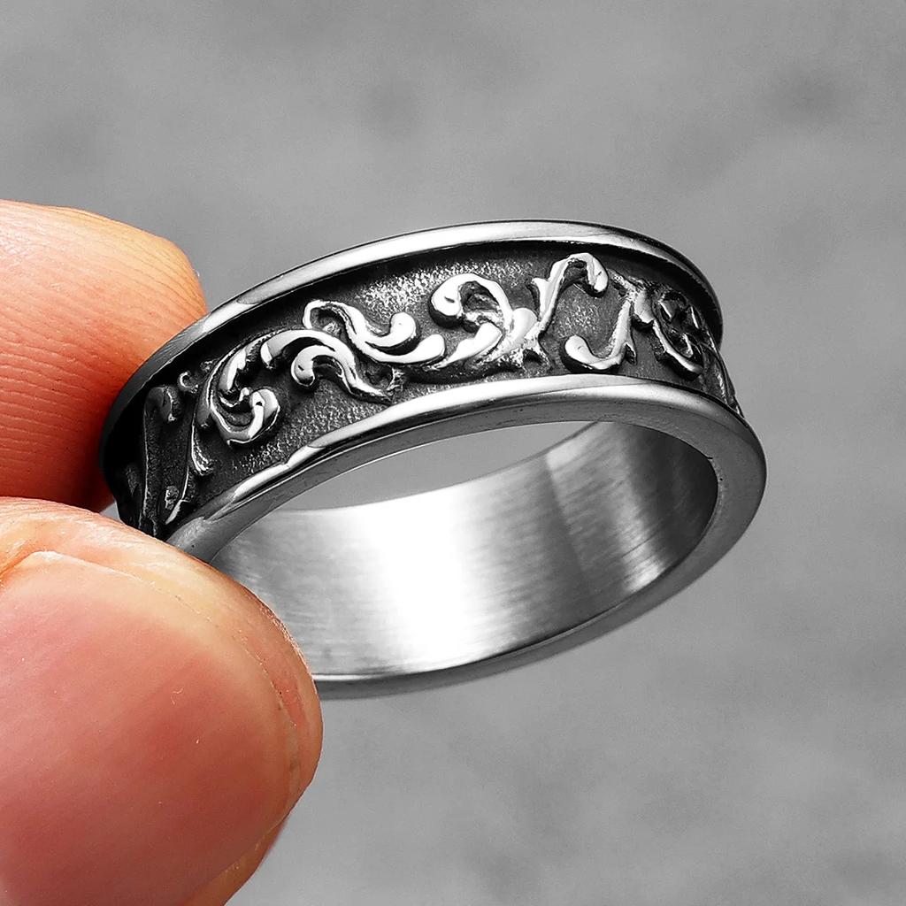 Aesthetic Flower Wreath Men Rings Stainless Steel Retro Punk Gothic NeW Rock Women Jewelry Fashion Accessories Gift