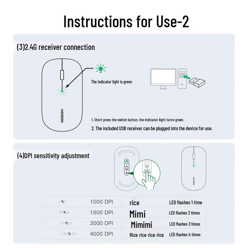 UGREEN Wireless Bluetooth Dual-Mode Silent Mouse