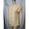 Womens V Neck Eyelet Embroidered Blouse With Short Flutter Sleeves Casual Button Down Top