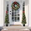 Artificial Topiary Cedar Trees, 2 Set 1219mm Faux Pine Shrubs Plants, Fake Silk Tree Look Real, Easy Assembly for Decor Front Porch Outdoor Patio