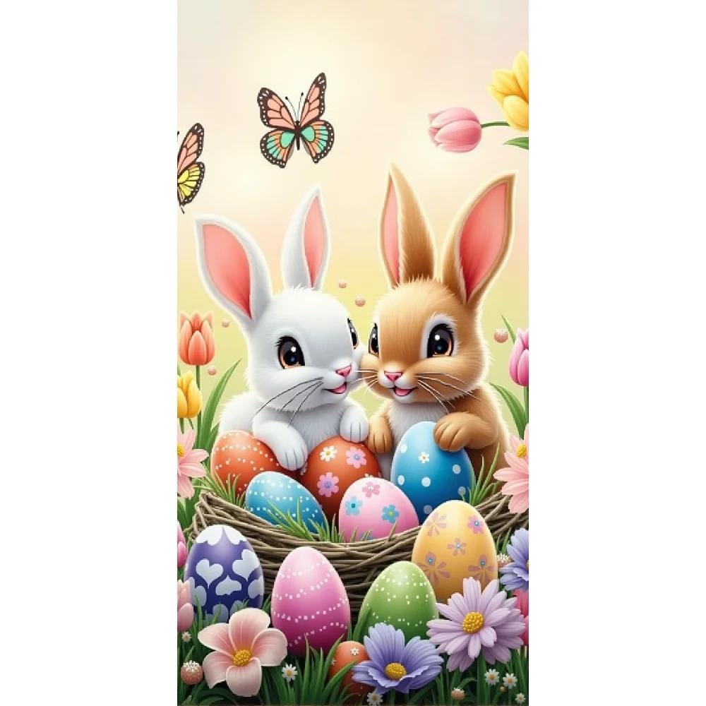 Easter Outdoor Garden Decoration 2025 Bunny Door Cover Easter Party Supplies Background Easter Eggs Banner Photography Props