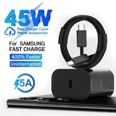 Caricabatterie super veloce PD 45W per Samsung Galaxy S20 S24 S22 S21 S23 Note20 A53 A54 A05 A15 A25 A72 A73 A52 Cavo USB C Caricabatterie rapido Accessori