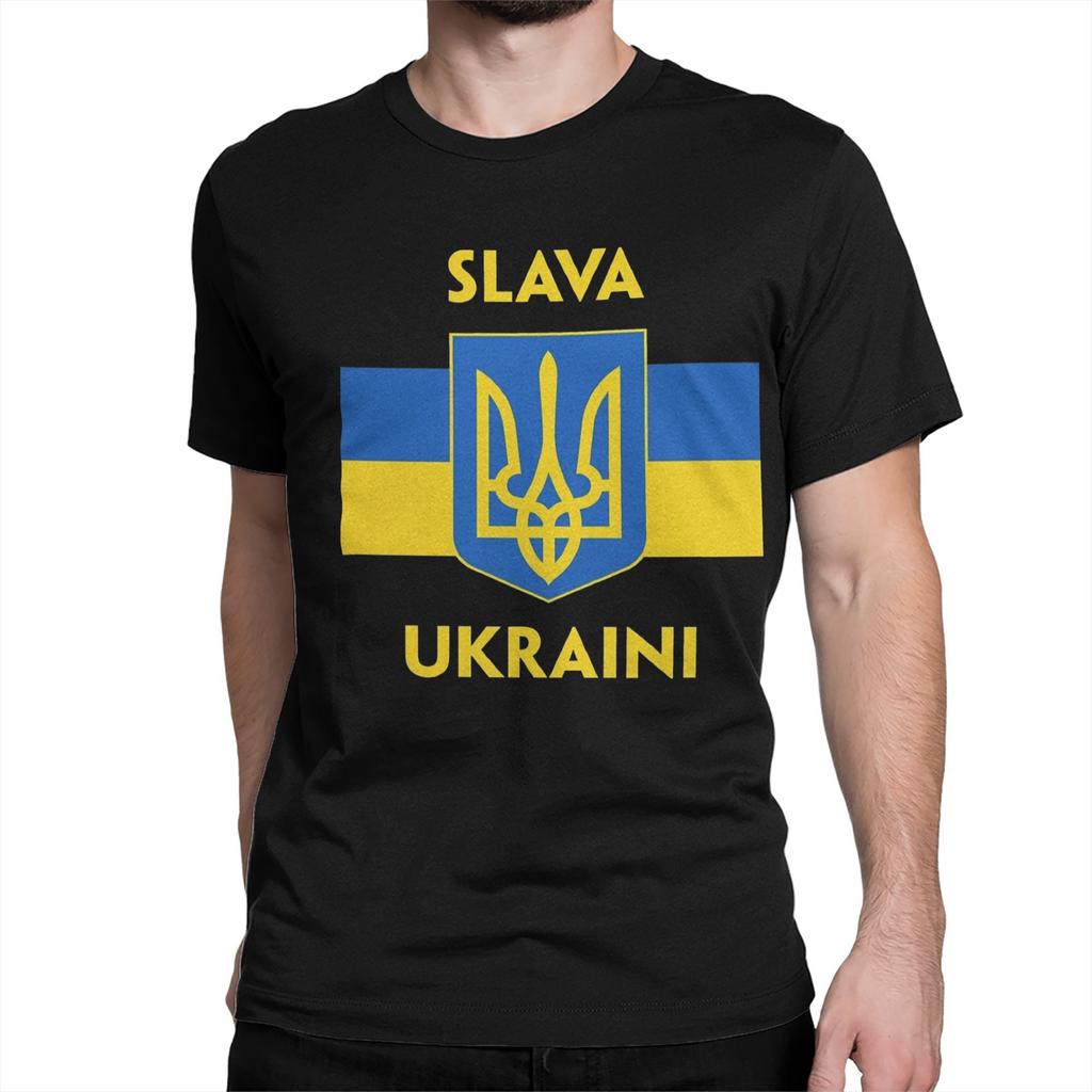 SLAVA UKRAINI TRIDENT Men Women T Shirts GLORY TO UKRAINE SUPPORT UKRAINE PROTEST Tees TShirts 100 Cotton Original Clothes