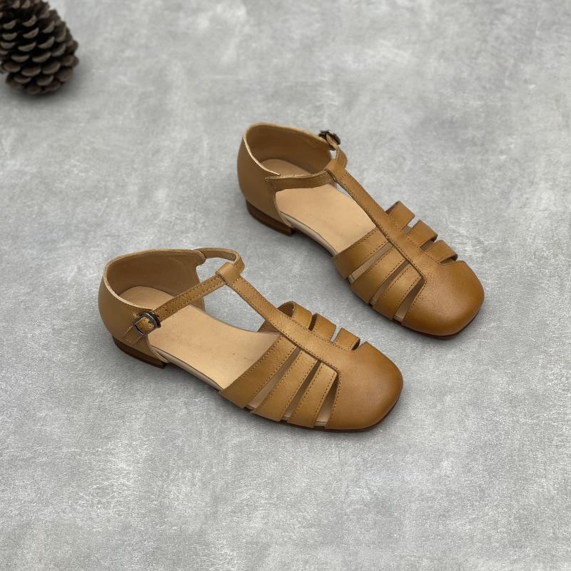 

Новые модные сандалии, повседневные женские туфли из мягкой кожи с мысками 35 верблюд