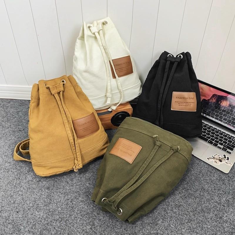 Large Capacity Canvas Drawstring Backpack College Student Ins Harajuku Shoulder Bag
