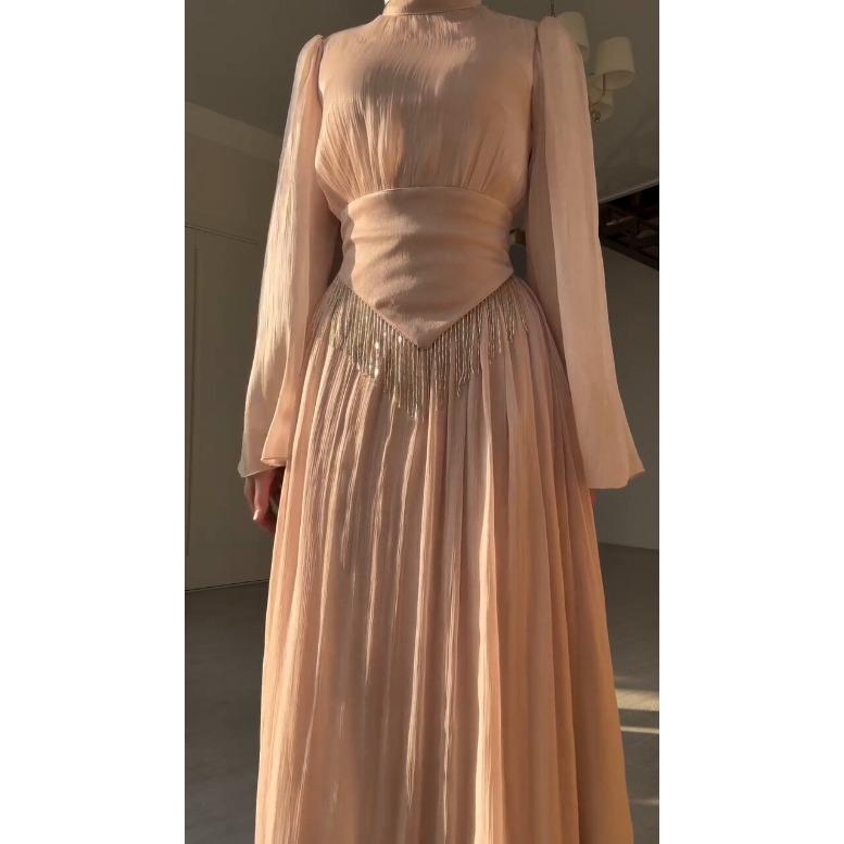 Middle East Arabian Women's Spring New Fashion Temperament Mercerized Skinny Tassel Pendulum Dress