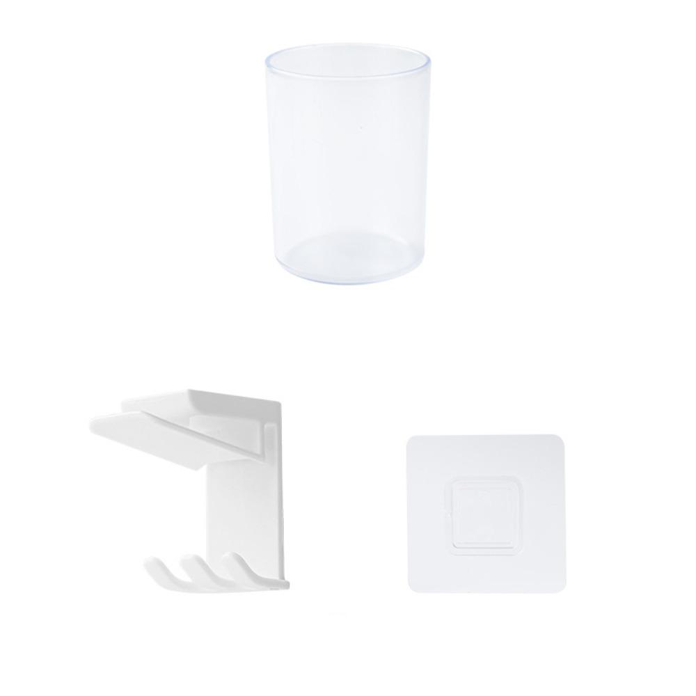 

Настенный держатель для зубных щеток, подвесная самоклеящаяся стойка для хранения зубных щеток со стаканом для полоскания зубов, 2 слота, органайзер для зубных щеток