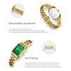Elegant Vintage Octagonal Ladies Wristwatch Golden Case Quartz Watches Wateproof Steel Strap