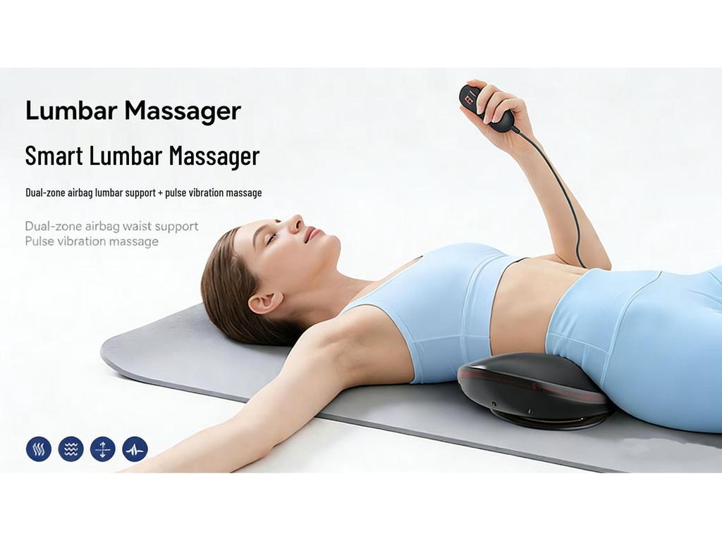 Lumbar Support Heated Waist Massager Pillow with Multi-Function Massage and Charging Capability