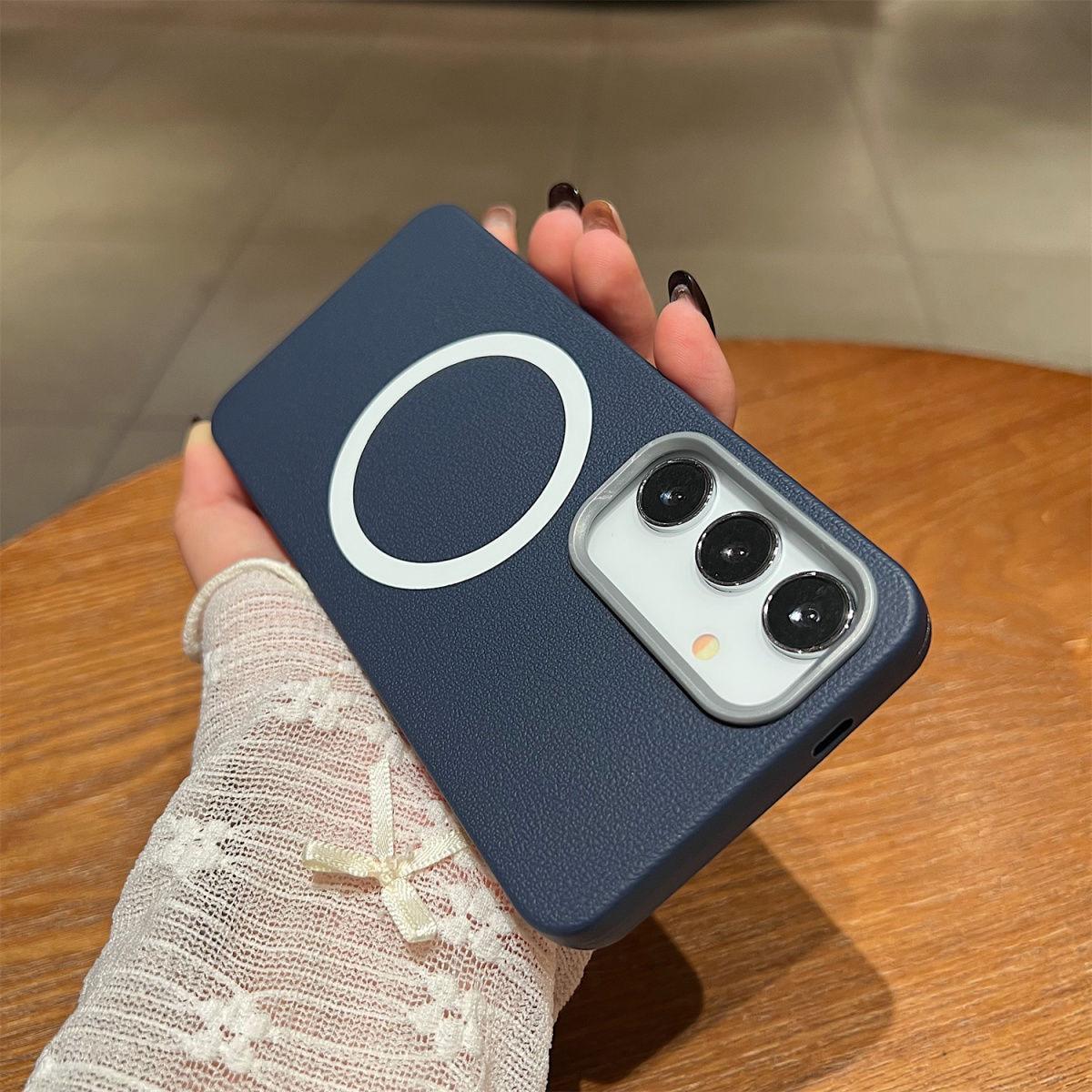 

Подходит для чехла для мобильного телефона Samsung S25 Высококлассный S24 S23 Однотонный кожаный узор Магнитная адсорбция A55 A05S Противоударный Note20 Мужской Samsung NOTE20ULTRA